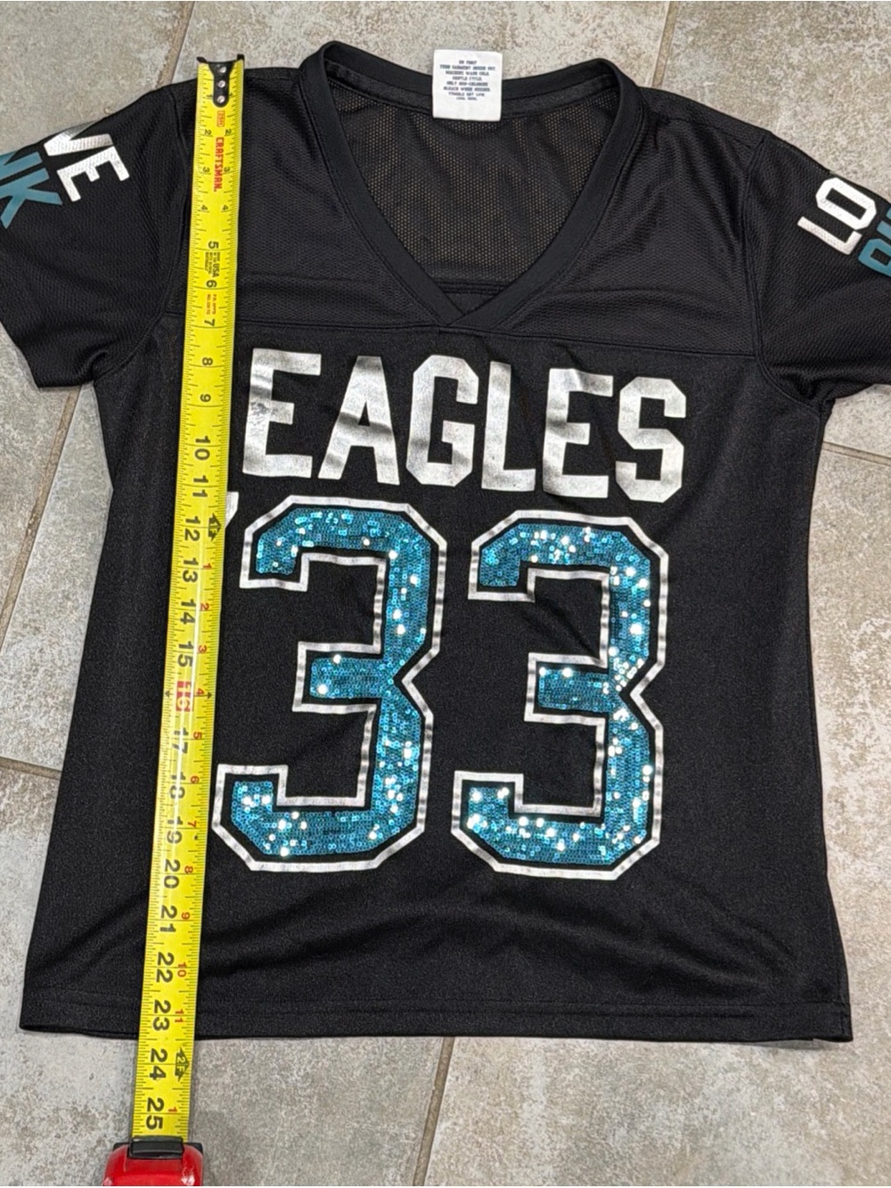 Y2K Pink Victoria’s Secret NFL Eagles ‘33’ Size Small Jersey Sequined - Picture 9 of 10
